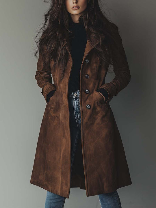 Women's Vintage Suede Trench Coat