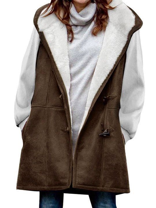 Loose Hooded Casual Thickened Wool Velvet Pocket Vest