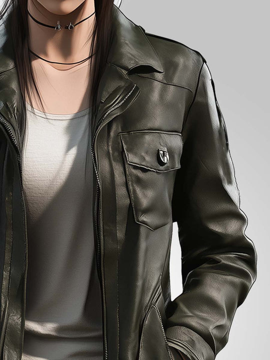 Women's Vintage Multi-Pocket Leather Jacket