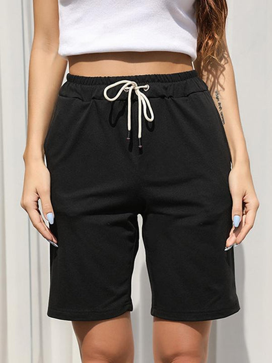 Elastic Drawstring Cropped Shorts 96816565YM