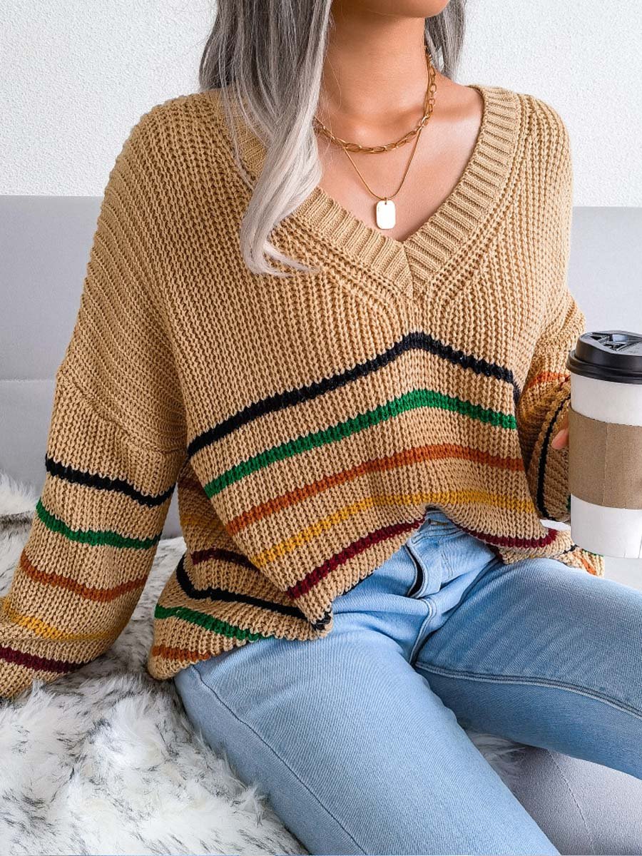 Rainbow Stripe Loose Fit Sweater