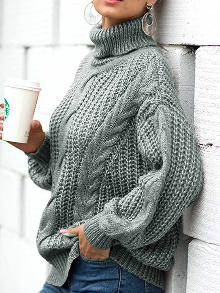 Thick Twist Turtleneck Knitted Sweater