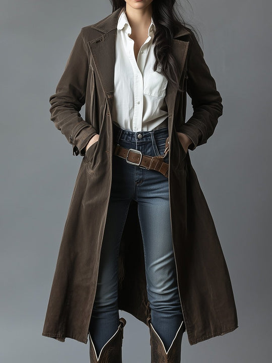 Casual Retro Workwear Mid-length Coat