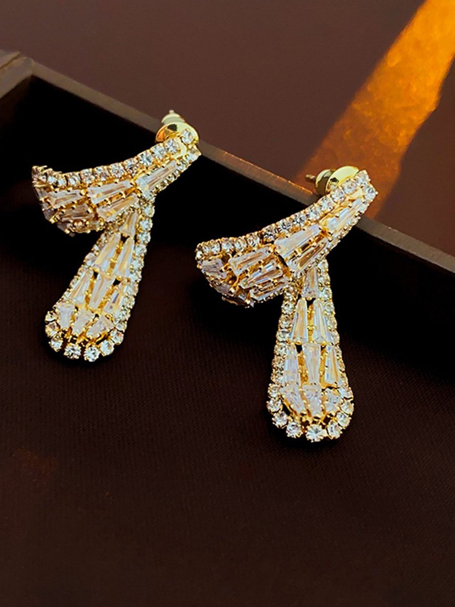 Silver Needle Full Diamond Temperament All-match Earrings