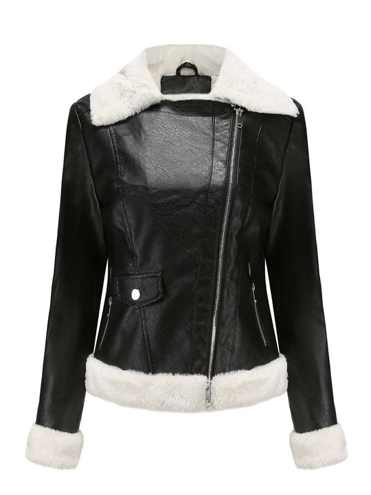 Women's Sherpa Long Sleeve Leather Jacket