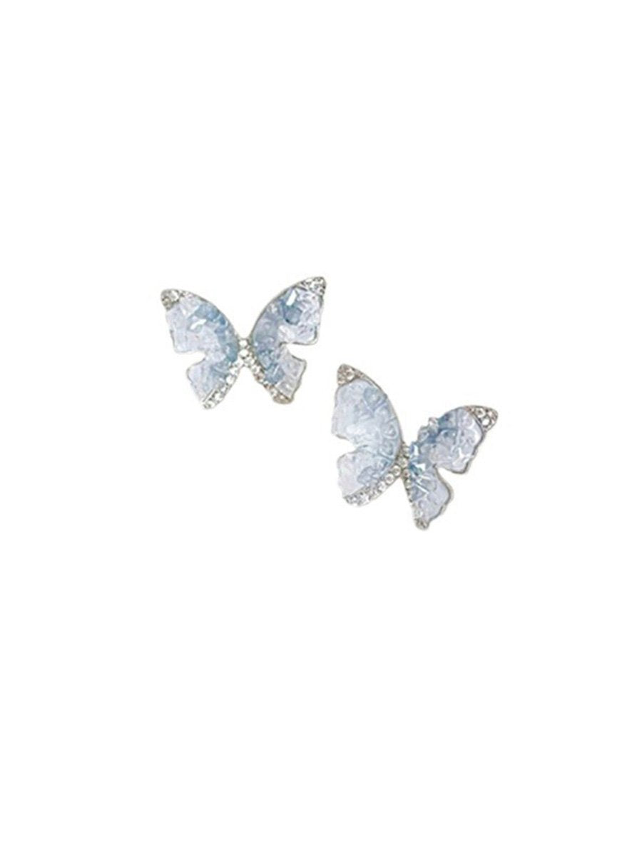 Simple Blue Butterfly Earrings