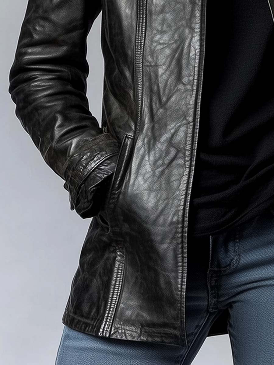 Women's Vintage Stand Collar Leather Jacket