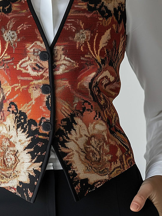 Vintage-Inspired Tapestry Waistcoat