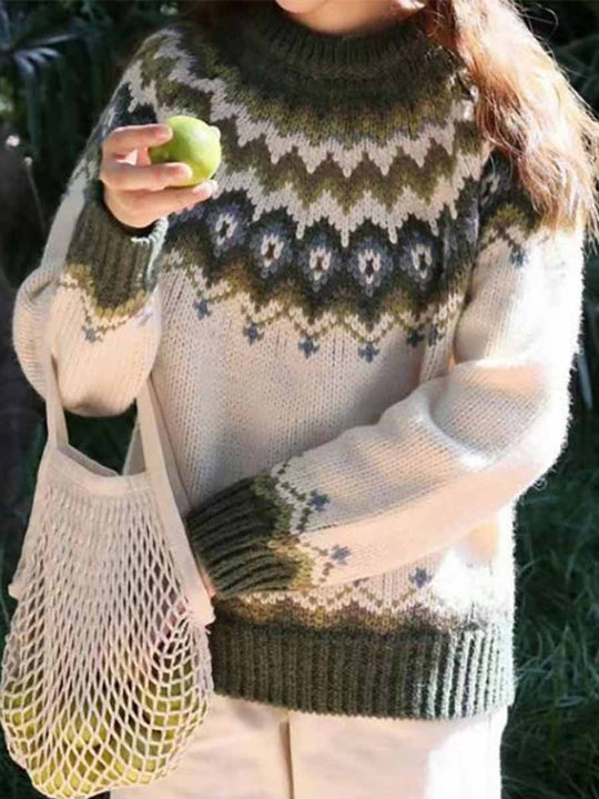 Ethnic Style Thick Jacquard Sweater