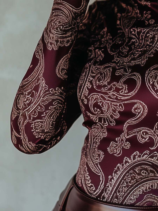 Vintage Paisley Turtleneck T-Shirt