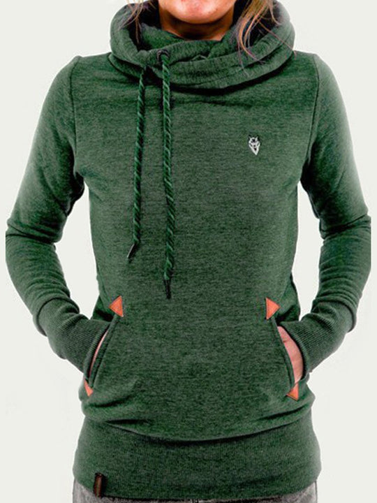 Fashion Hooded Long Sleeve Pocket Embroidery Hooded Fleece Sweatshirt