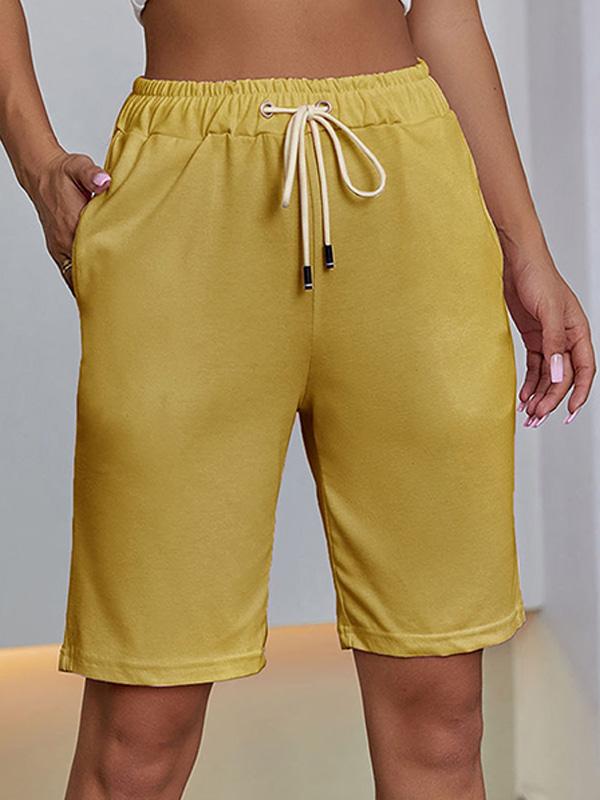 Elastic Drawstring Cropped Shorts 96816565YM