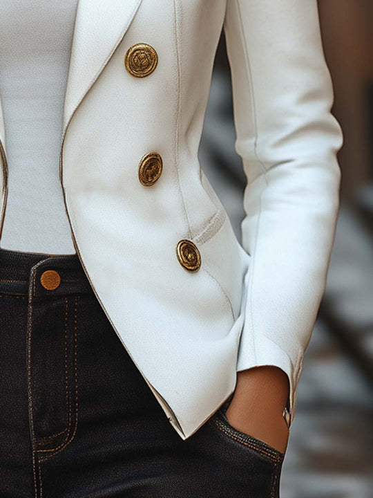 Women's Vintage Gold Buttons Blazer