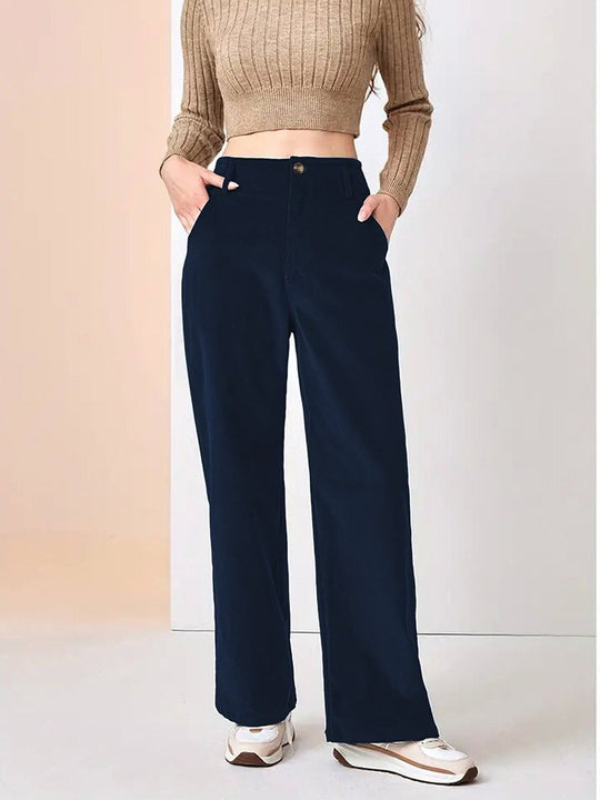 High Waist Slim Casual Drape Straight Pants