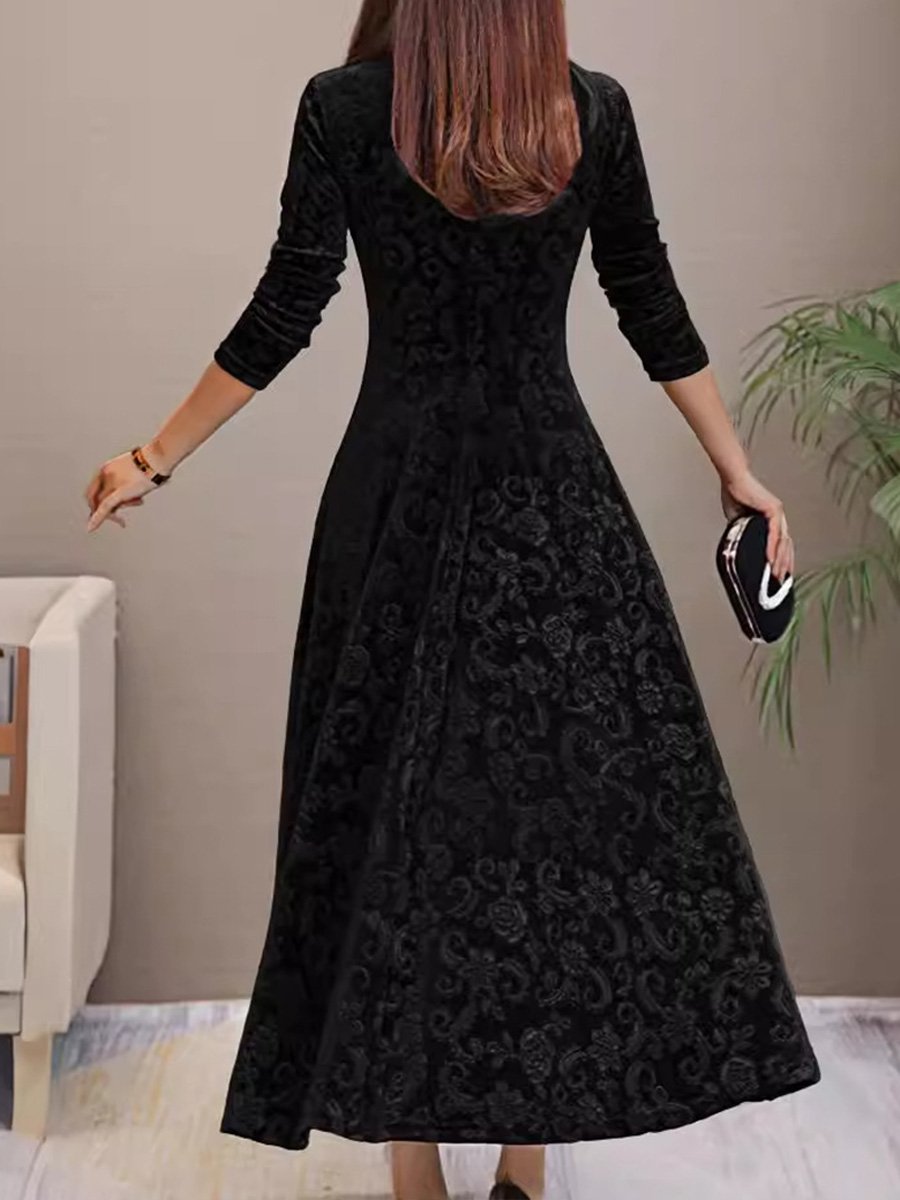 Elegant Velvet Midi Dress