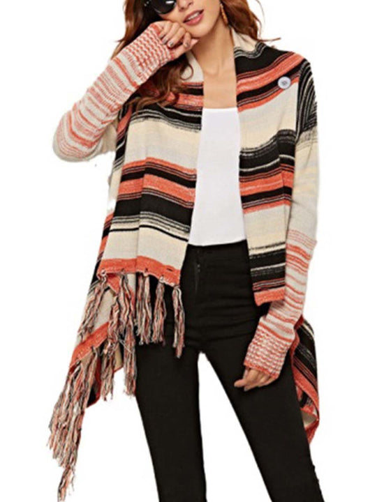 Women's Fringed Knitted Cardigan Shawl