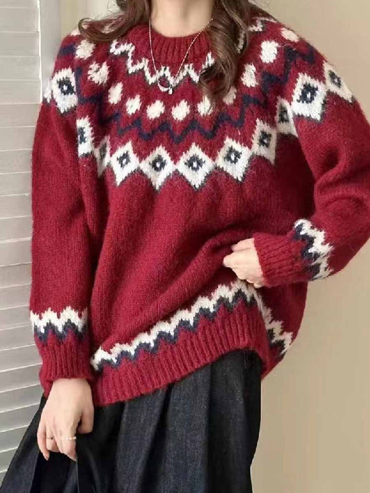 Ethnic Style Thick Jacquard Sweater