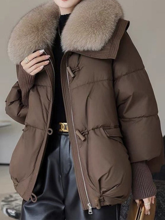 Chic Oversized Down Jacket with Plush Fur Collar