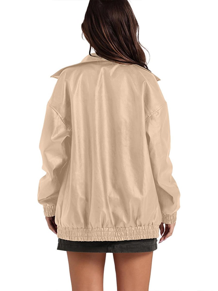 Trendy Versatile Lapel Relaxed Short Leather Jacket