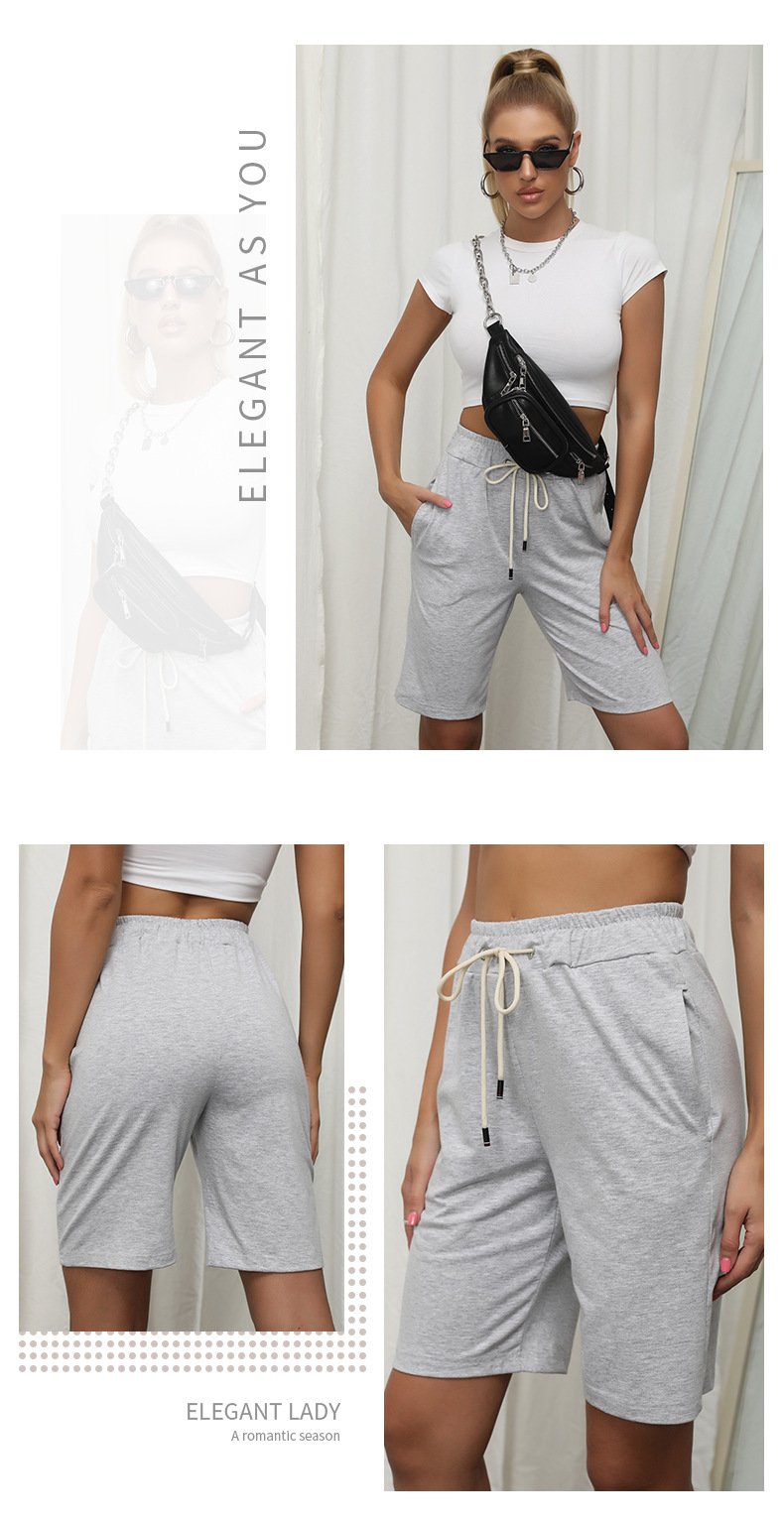 Elastic Drawstring Cropped Shorts 96816565YM