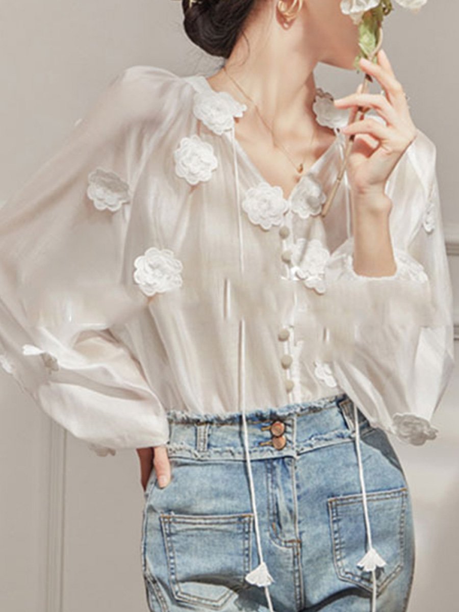 French Style Lantern Sleeve Shirt