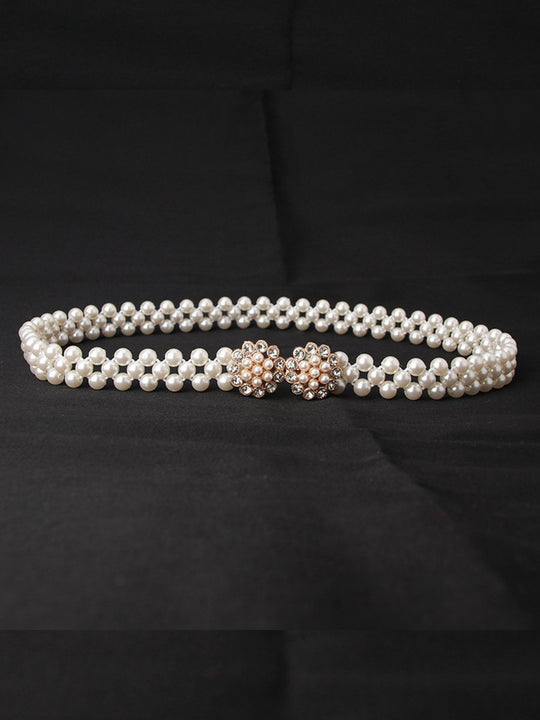 Women's Fashion Pearl Rhinestone Decorated Belt