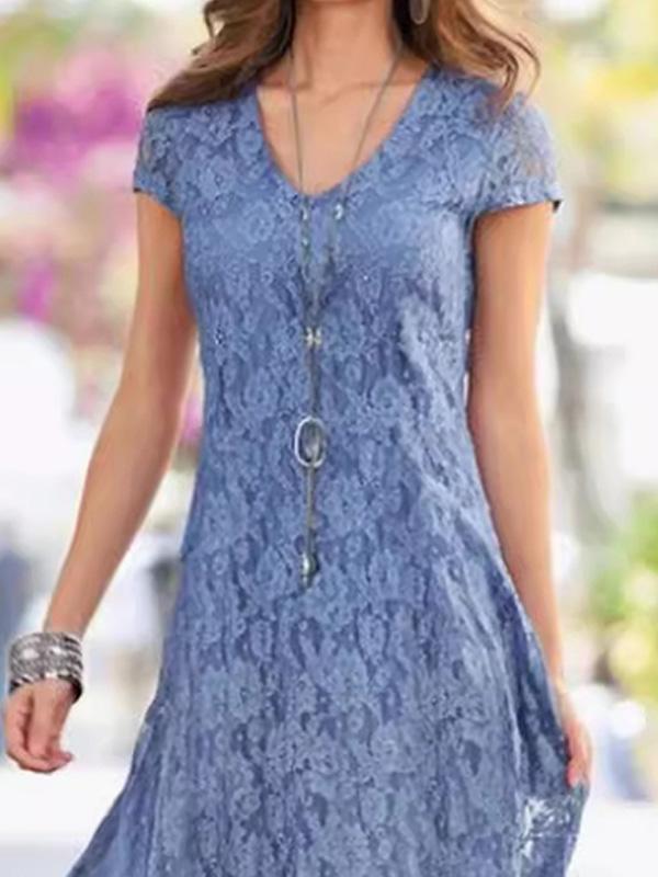 V-neck Elegant Lace Maxi Dress