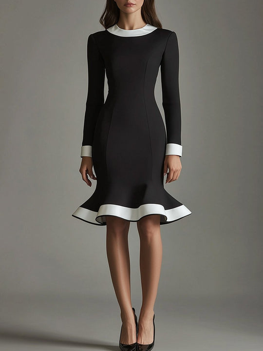 Elegant Slim Fit Hip Flared Skirt Dress