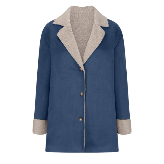 Casual Lapel Thickened Warm Fleece Lined Long Coat