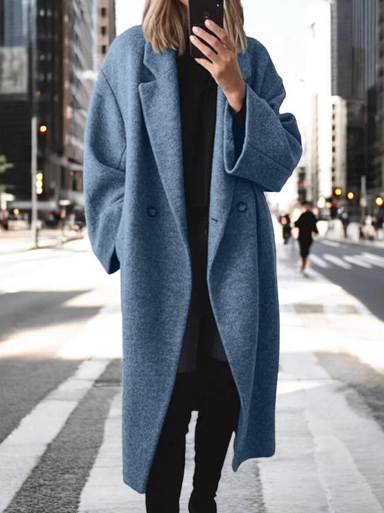 Fashion Lapel Woolen Long Coat