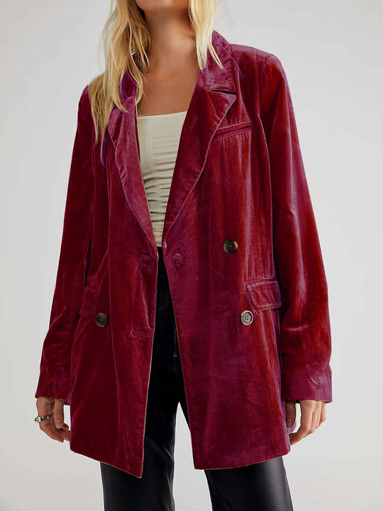 Women's Retro Velvet Slit Blazer