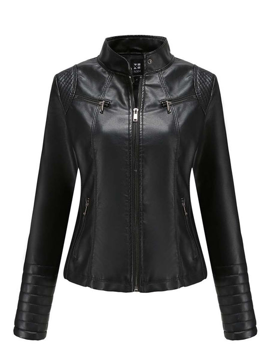 Women's Vintage Zip-Up Biker Jacket