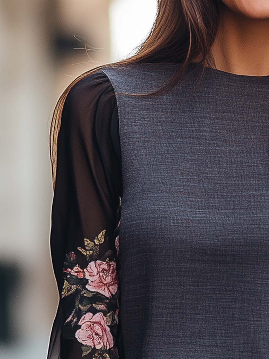 Floral Printed Sheer Sleeve Top