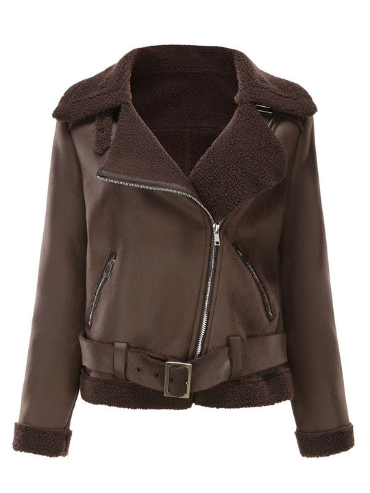 Women's Sherpa Belt Suede Jacket