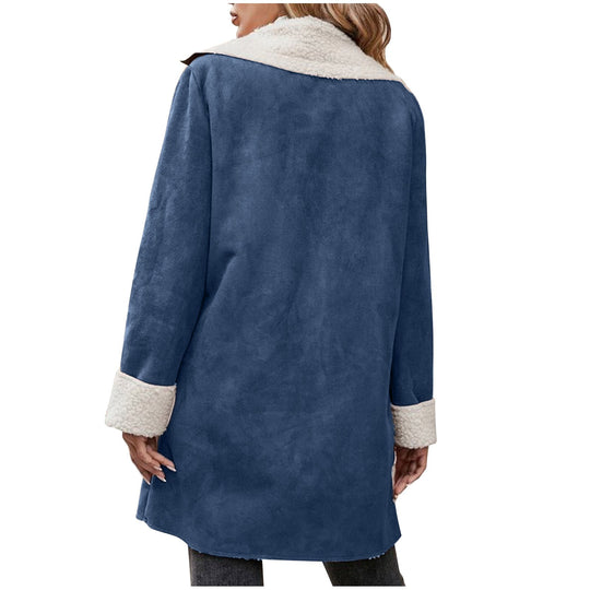 Casual Lapel Thickened Warm Fleece Lined Long Coat