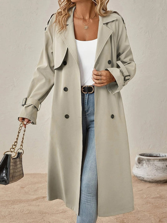 Women's Elegant Double-breasted Long Trench Coat