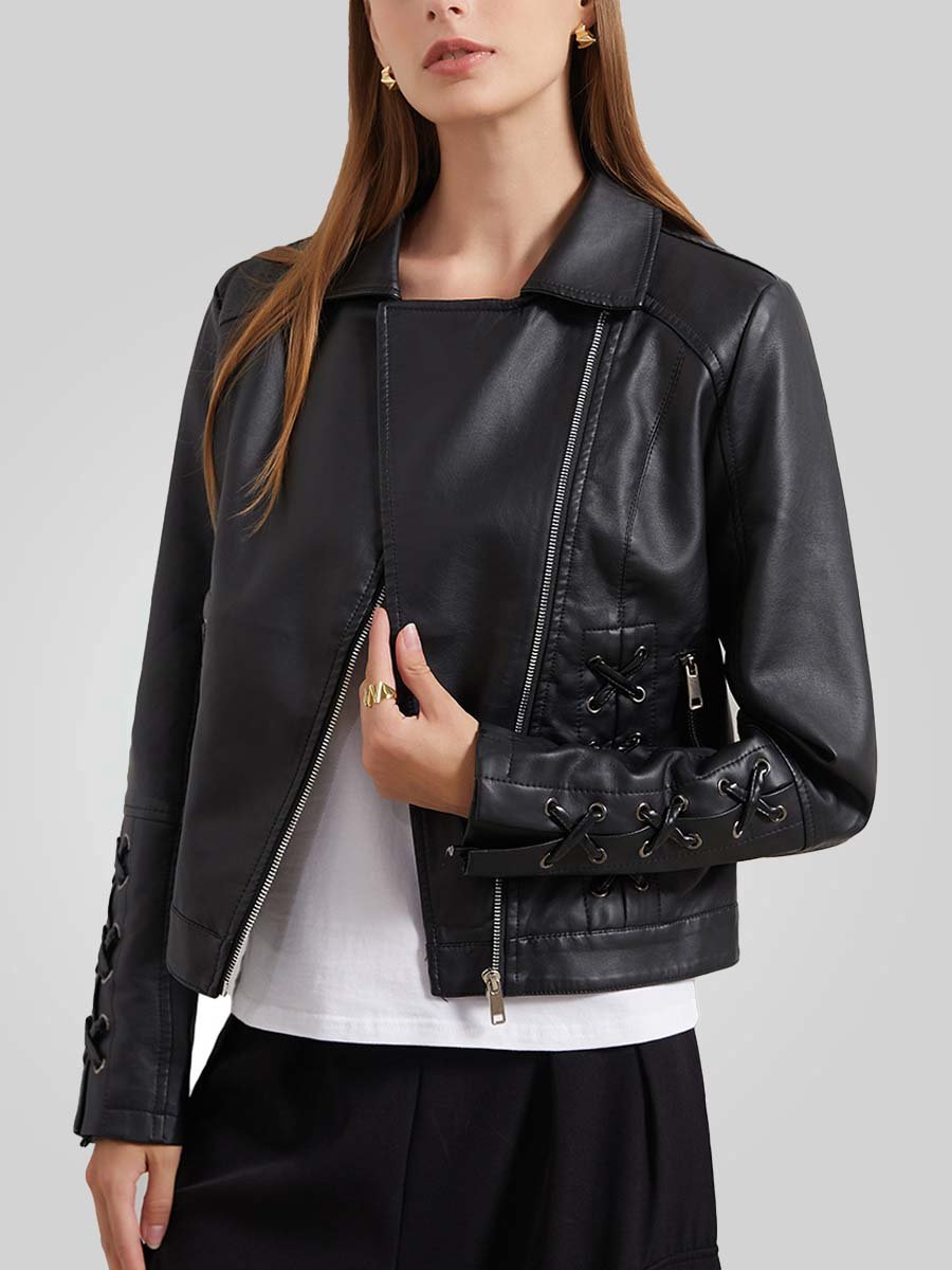 Women's Vintage Strappy Leather Jacket