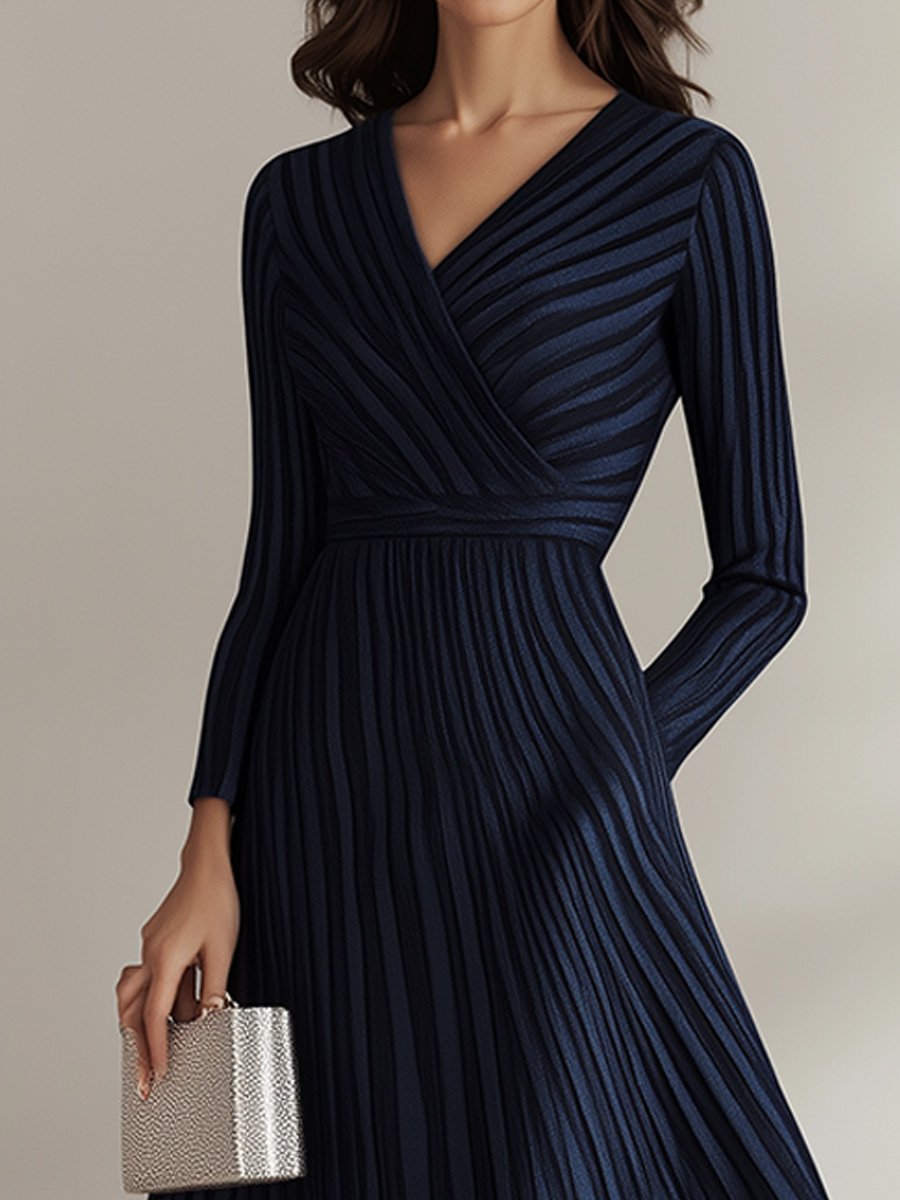 Fashion V-neck Long-sleeved Maxi Dress