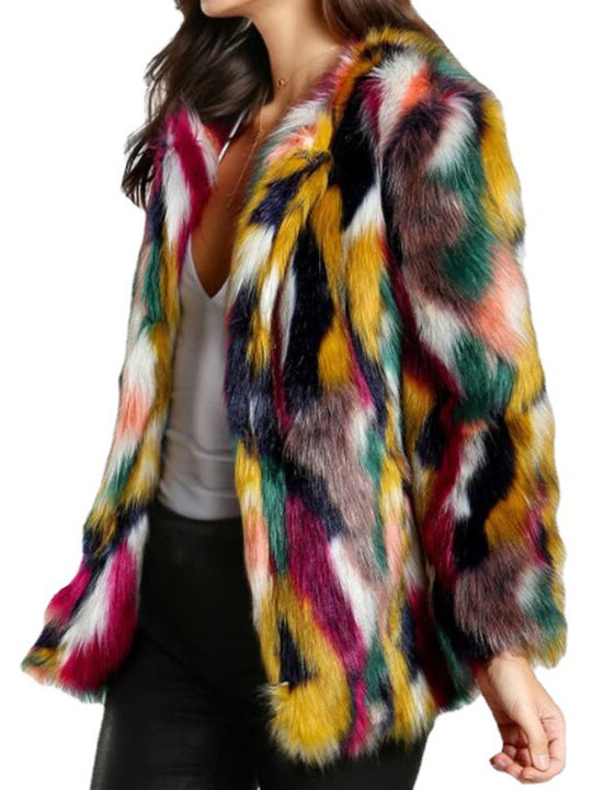 Multicolor Fox Fur Coat