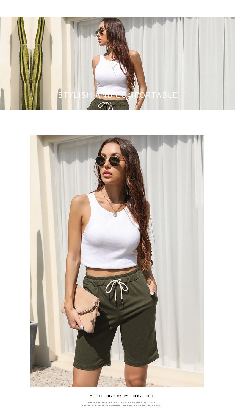 Elastic Drawstring Cropped Shorts 96816565YM