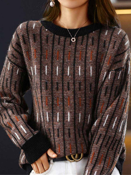 Crew Neck Line Knitted Sweater