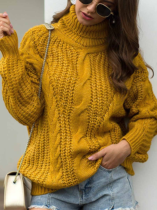 Thick Twist Turtleneck Knitted Sweater