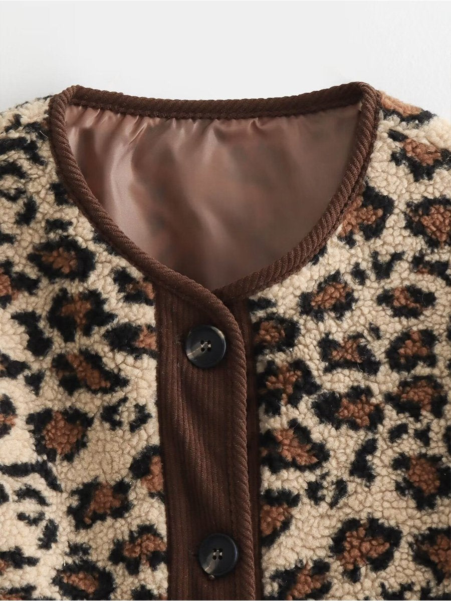 Fashion Leopard Print Casual Loose Plush Jacket