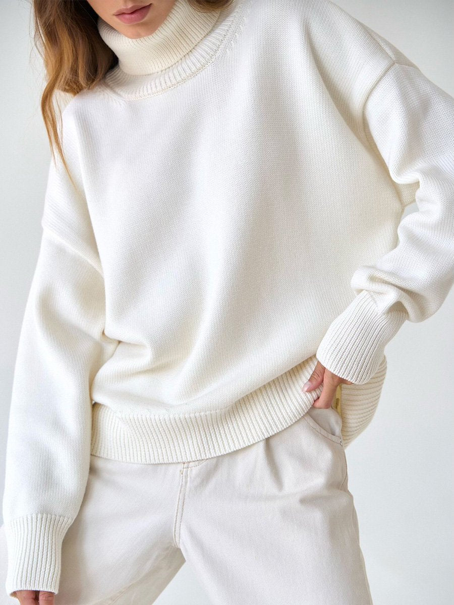 Turtleneck Loose Classic Versatile Solid Color Pullover Sweater