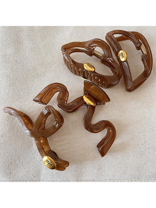 Maillard Style Letter Brown Hair Clip Hair Shark Clip