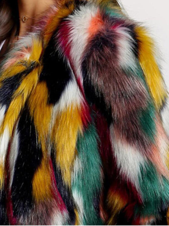 Multicolor Fox Fur Coat