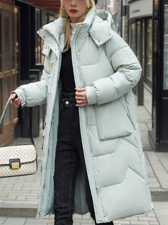 Casual Detachable Hooded Thickened Mid-Length Cotton Puffer Jacket