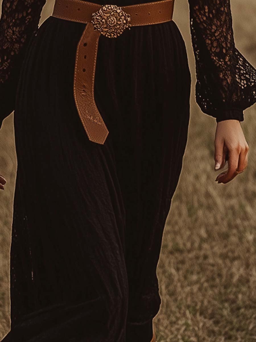 Women's Vintage Embroidered Boho Maxi Dress