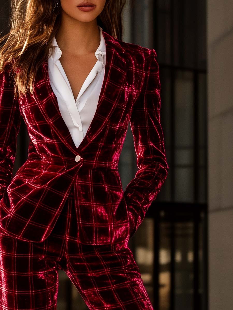 Women's Vintage Red Velvet Suit