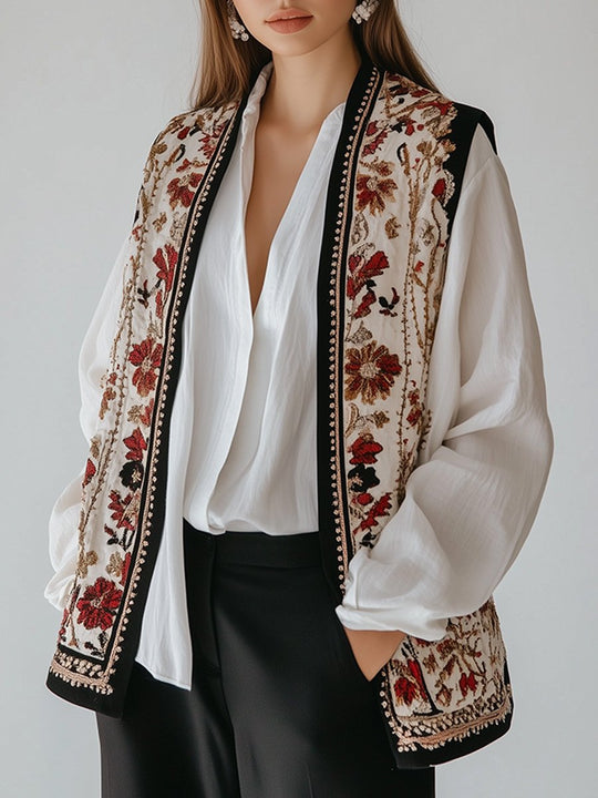 Artful Elegance with A Vintage TouchEmbroidered Boho Waistcoat